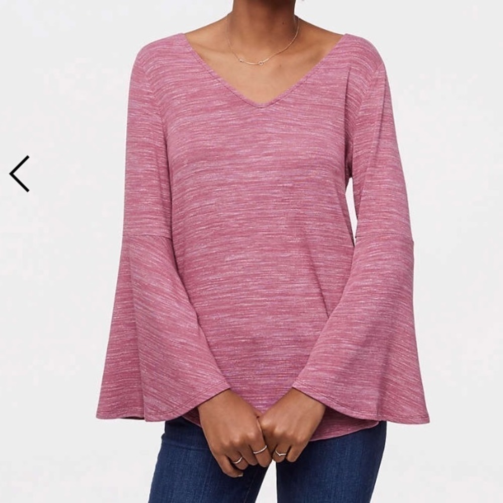Ann Taylor LOFT Pink Spacedye Bell Sleeve Y2K pink
